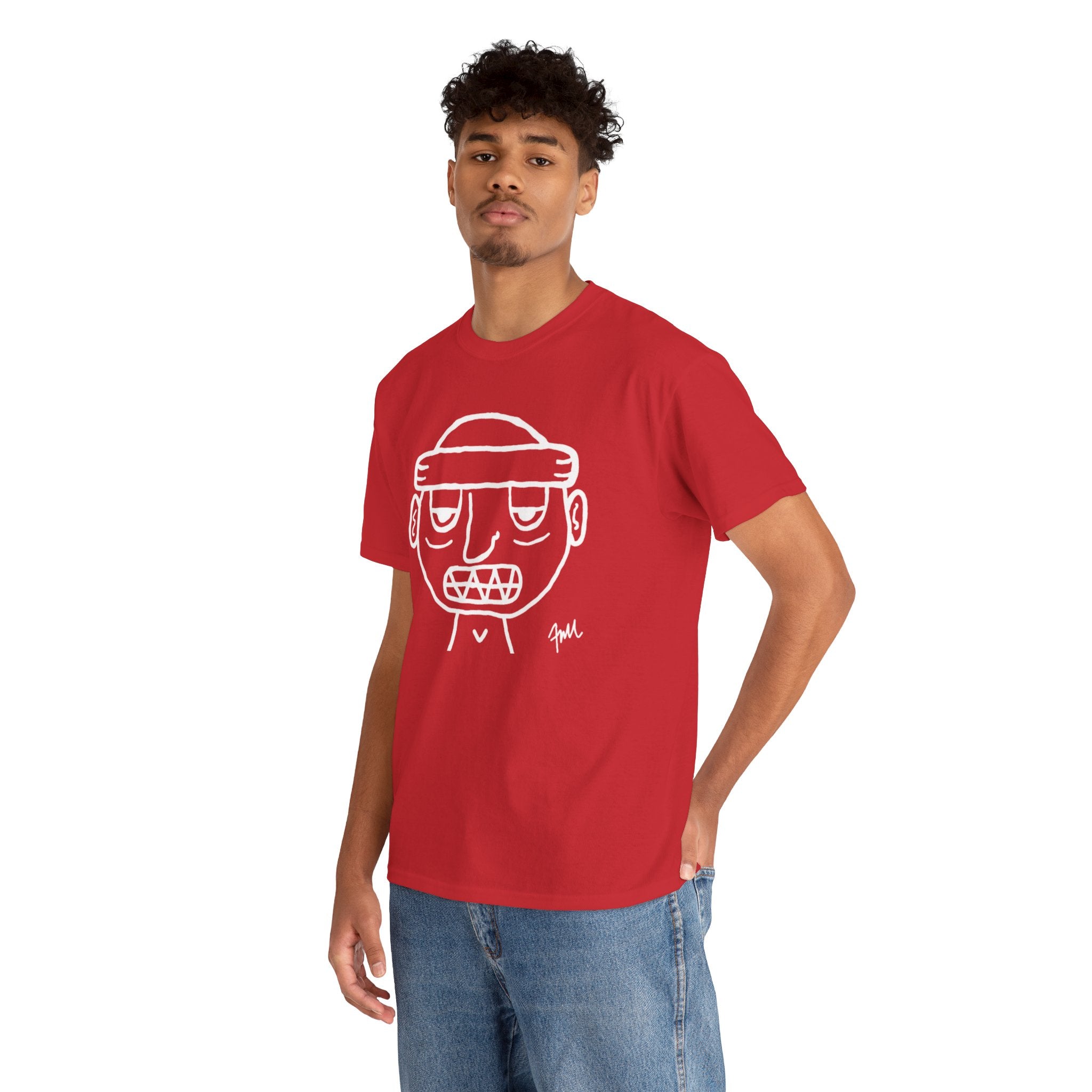 Red Ski Mask 'Grit Boy' Tee — Graphic Ski Mask T-Shirt for Streetwear & Winter Sports - FMLxArt Store