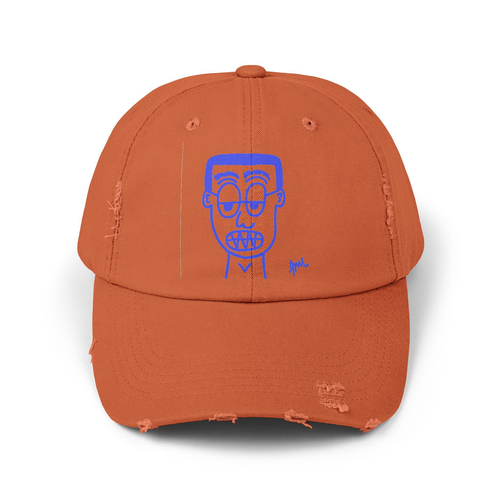 Burnt Orange 'Specs Grit Boy' Distressed Cap - FMLxArt Store