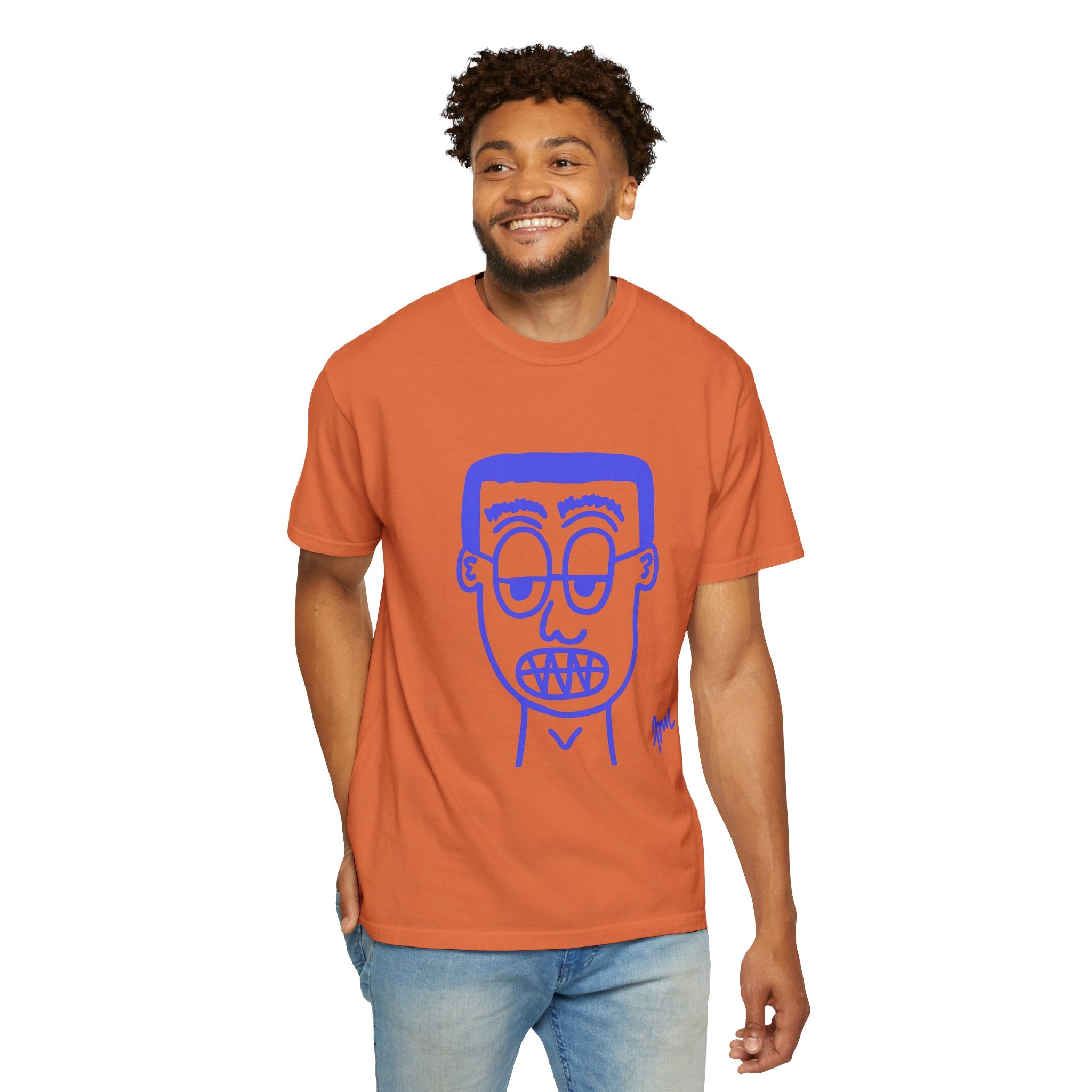 Burnt Orange Specs Grit Boy Tee — Garment-Dyed T-Shirt - FMLxArt Store