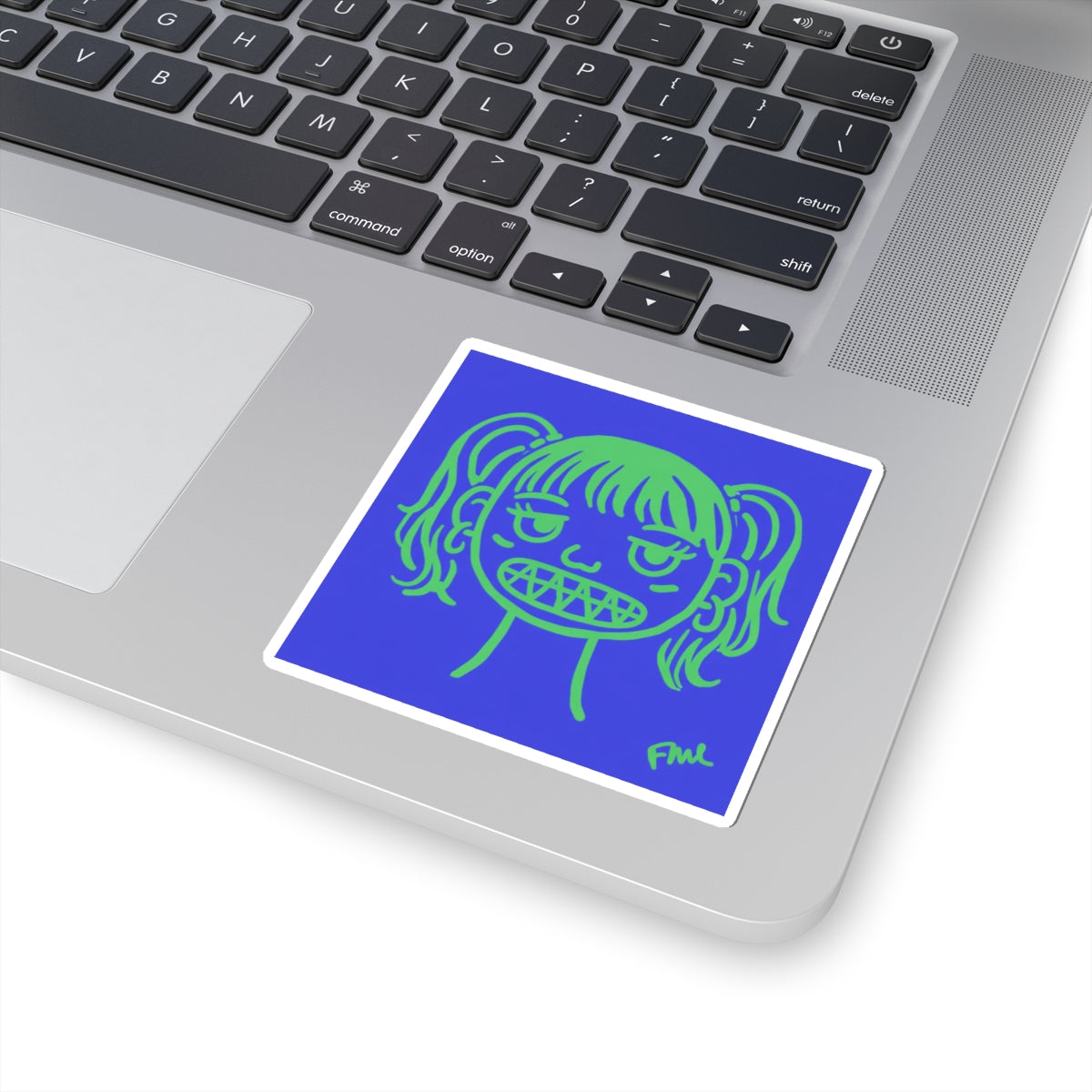 Grit Girl 03 Kiss-Cut Sticker – Neon Green on Electric Blue - FMLxArt Store