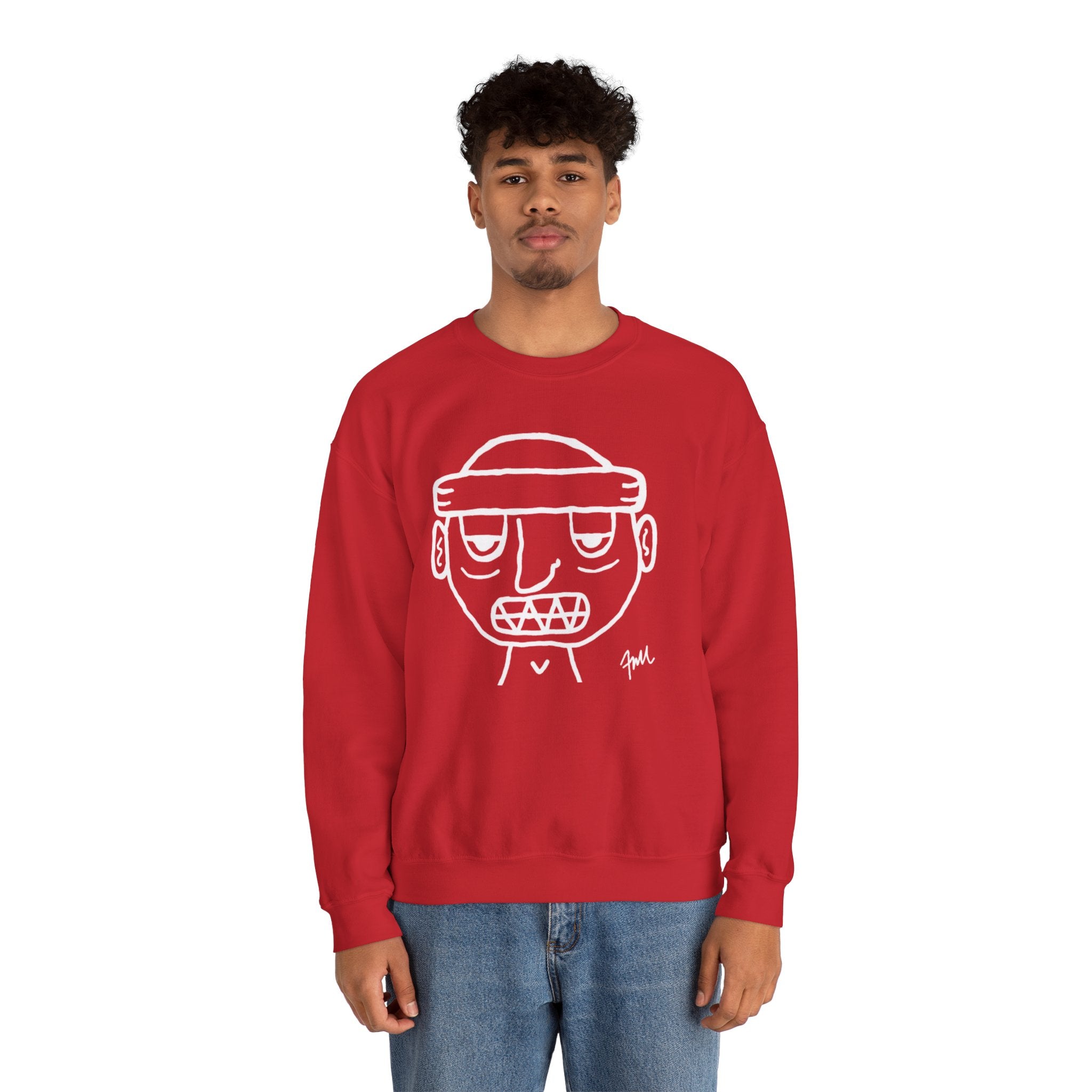 Red Ski Mask 'Grit Boy' Crewneck Sweatshirt - FMLxArt Store