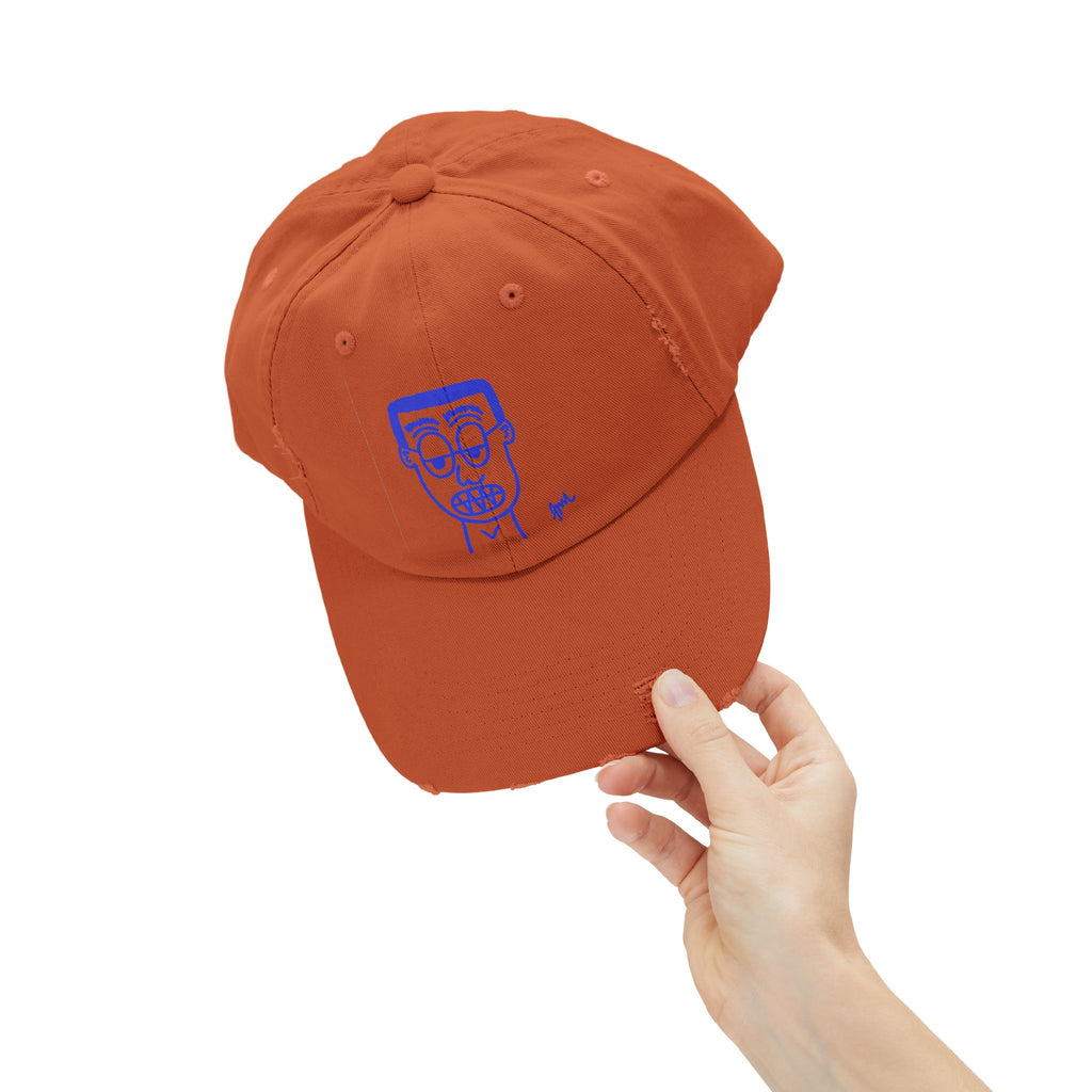 Burnt Orange 'Specs Grit Boy' Distressed Cap - FMLxArt Store